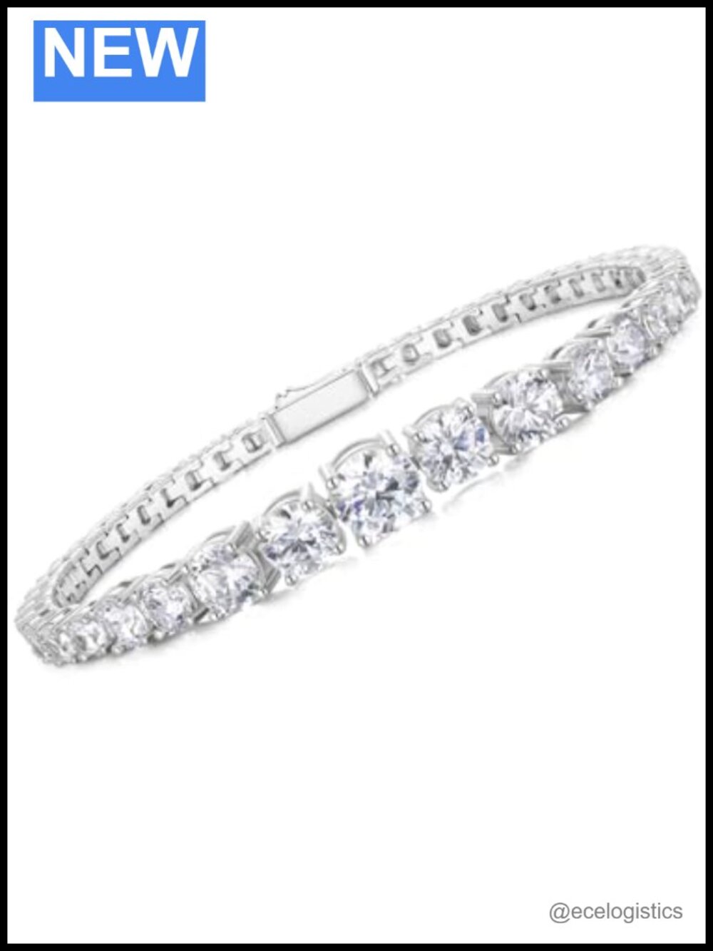 14K Gold Plated Tennis Bracelet Round Cut Cubic Zirconia Graduated Wrist Chain
